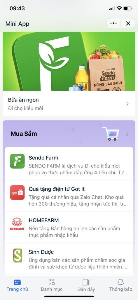 miniapp mua sắm nổi bật