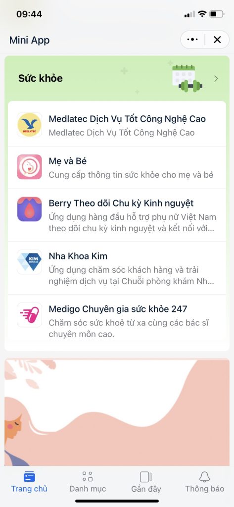 miniapp sức khỏe